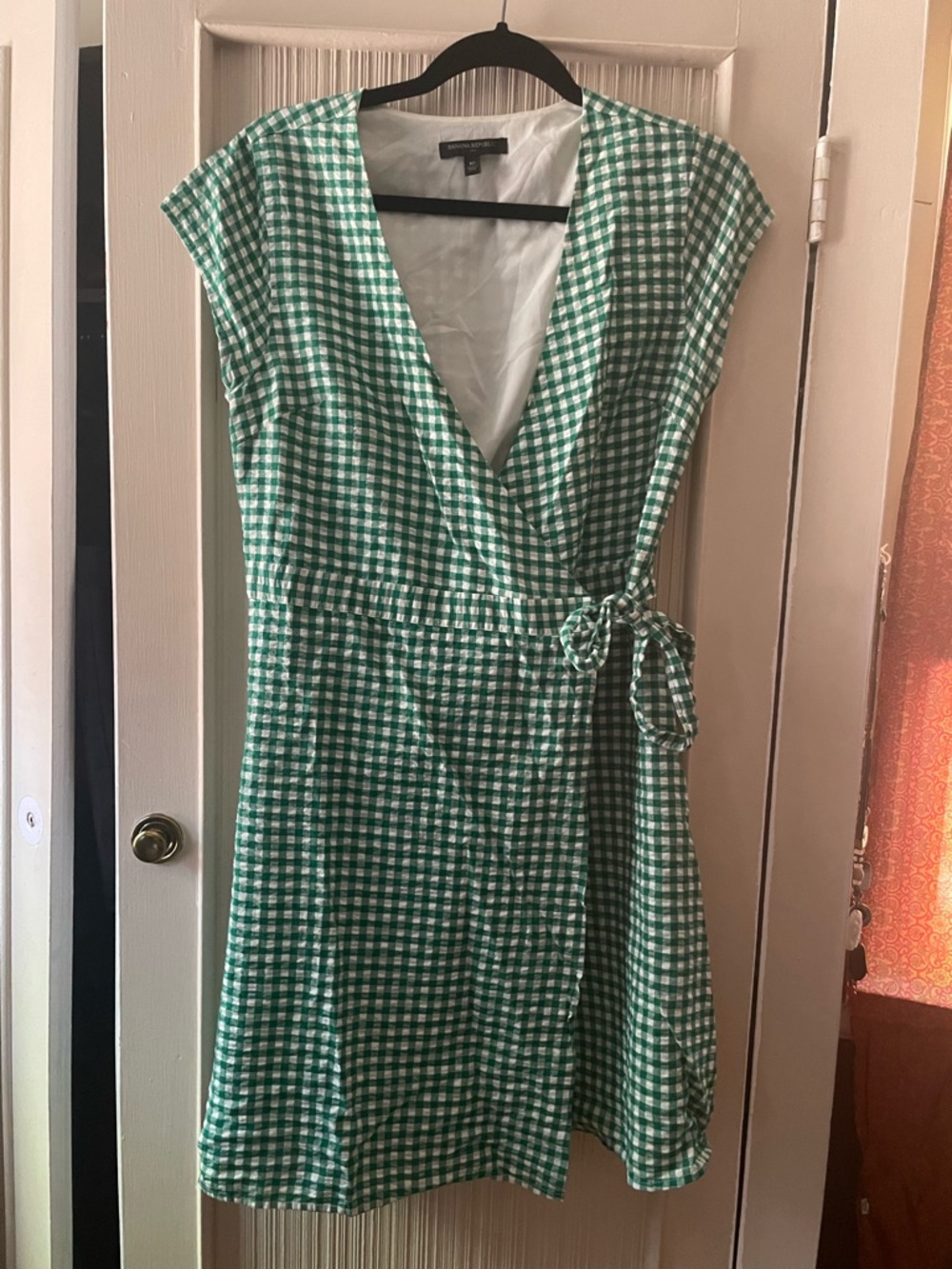 Banana Republic Green Gingham Wrap Dress